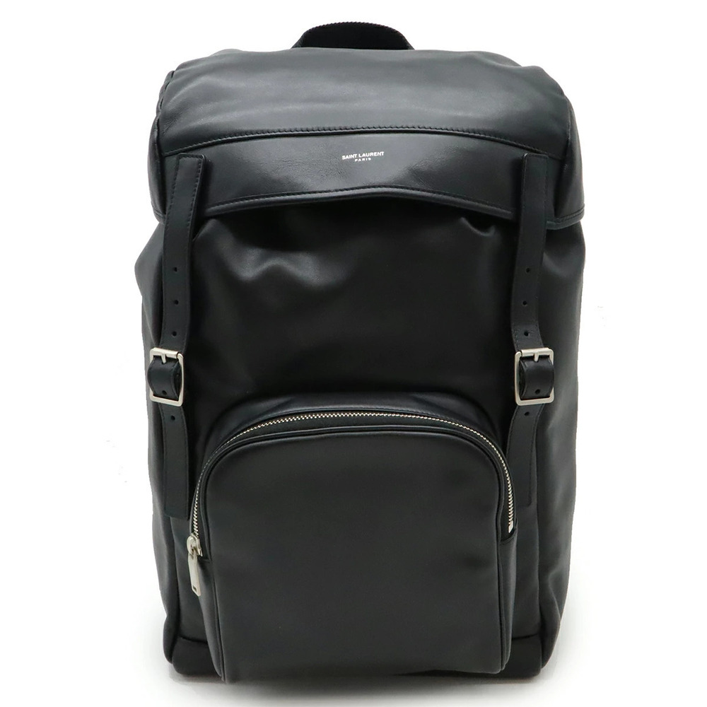 SAINT LAURENT PARIS YSL Yves Backpack Rucksack Daypack Leather Black
